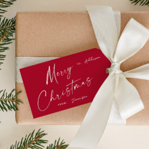 Etiqueta Para Presente Feliz Natal com Letra Simples Moderna Escrita à Mã