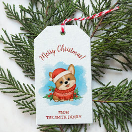 Etiqueta Para Presente Feliz Natal Corgi Fofo