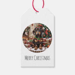 Etiqueta Para Presente Feliz Natal Dachshund Dogs Elf