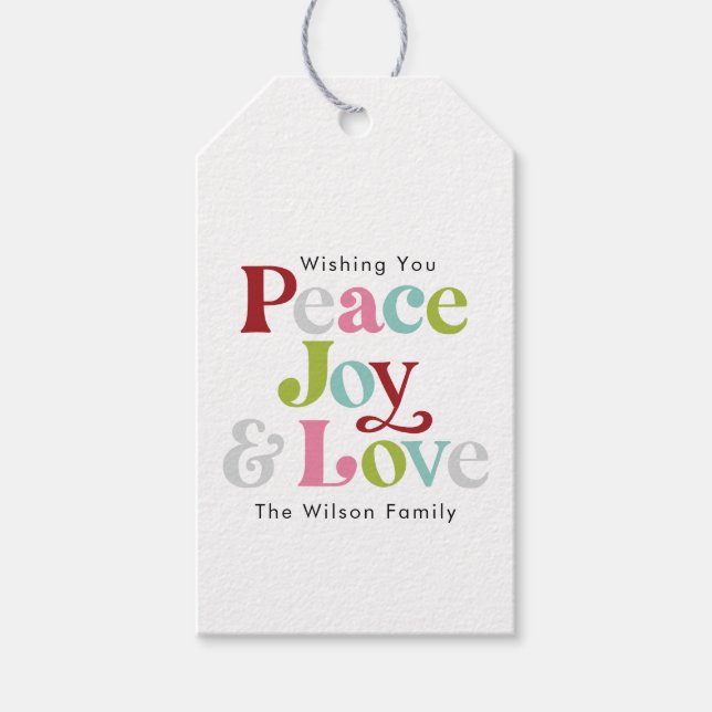Etiqueta Para Presente Feliz Natal de Joy & Love Retro Natal (Frente)