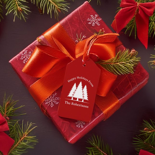 Etiqueta Para Presente Feliz Natal de Pinheiros Felizes (Criador carregado)