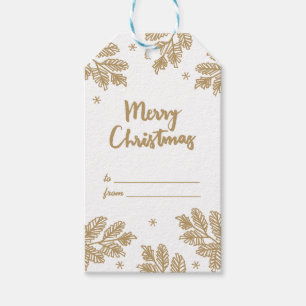 Etiqueta Para Presente Feliz Natal dourado da folha do Natal