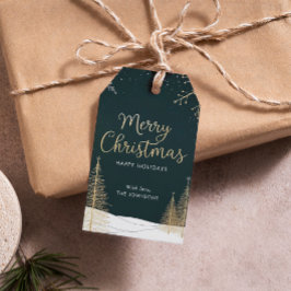 Etiqueta Para Presente Feliz Natal Dourado Feriado Caligráfico