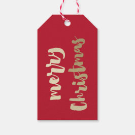 Etiqueta Para Presente Feliz Natal Dourado Manuscrito Vermelho