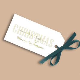 Etiqueta Para Presente Feliz Natal Dourado Roteiro Caligrafia Simples