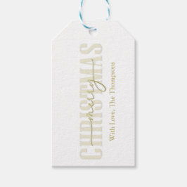 Etiqueta Para Presente Feliz Natal Dourado Script de Caligrafia