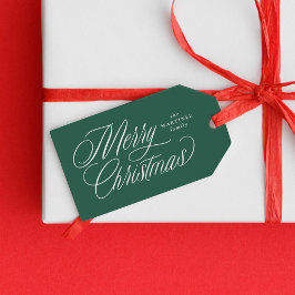 Etiqueta Para Presente Feliz Natal elegante roteiro verde feriado