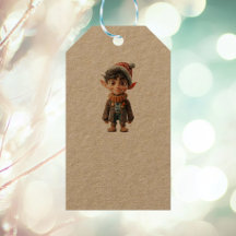 Feliz Natal Elf Kraft Gift Tags