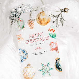 Etiqueta Para Presente Feliz Natal em Aquarela Fofa