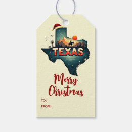 Etiqueta Para Presente Feliz Natal Estado do Texas Feriado Personalizado