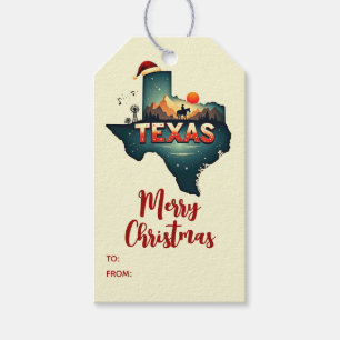 Etiqueta Para Presente Feliz Natal Estado do Texas Feriado Personalizado