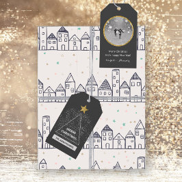 Etiqueta Para Presente Feliz Natal Estrela Brilhante Minimalista Moderna