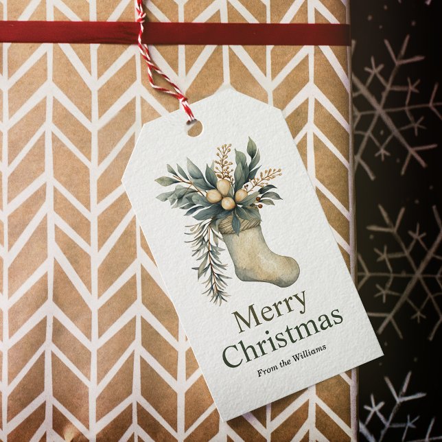 Etiqueta Para Presente Feliz Natal Feriado de inverno (Add an extra touch of charm to your holiday gift-giving with this warm, festive gift tag!)