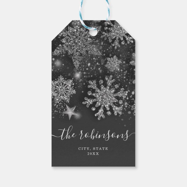 Etiqueta Para Presente Feliz Natal Feriado Silver Sem Foto (Verso)