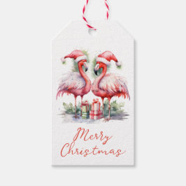 Etiqueta Para Presente Feliz Natal Flamingos Rosa