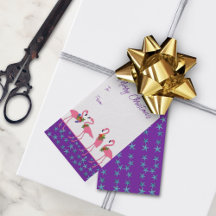 Feliz Natal Flamingos Roxo