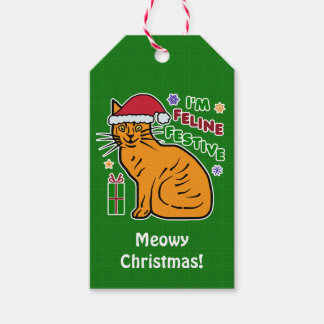Etiqueta Para Presente Feliz Natal Gato Felino Férias Festivas