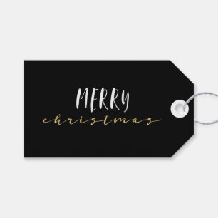 Etiqueta Para Presente Feliz Natal geométrico elegante preto & branco