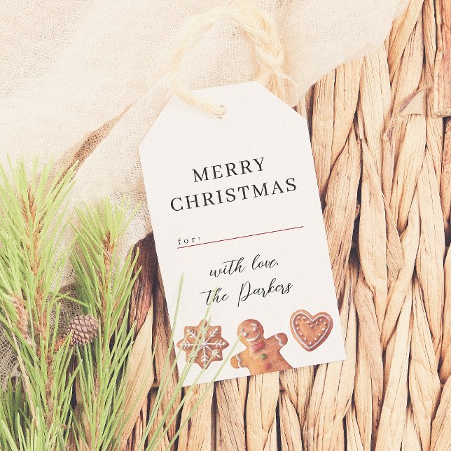 Etiqueta Para Presente Feliz Natal Gingercake Cookies Nome da Família (Criador carregado)