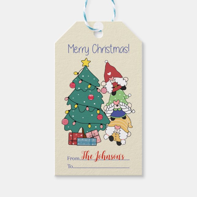 Etiqueta Para Presente Feliz Natal Gnomos (Frente)