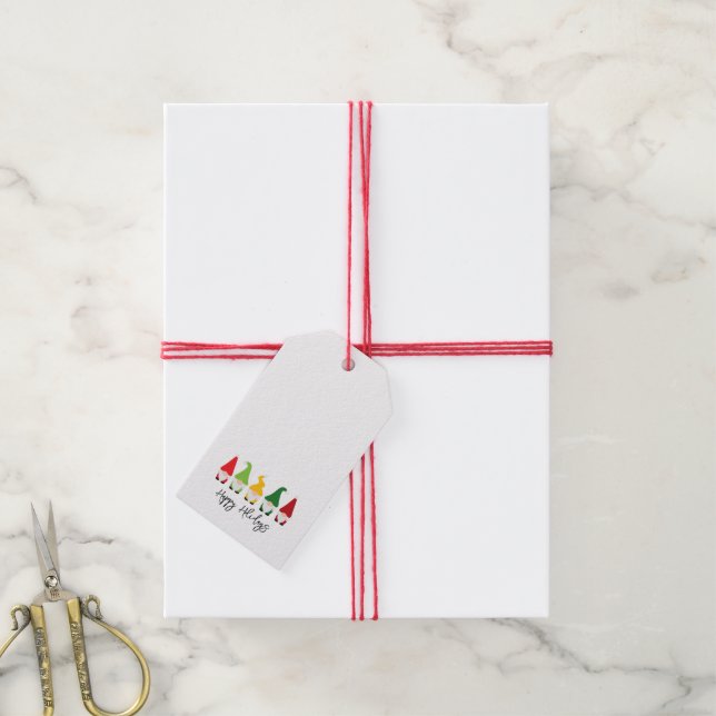 Etiqueta Para Presente Feliz Natal Gnomos Férias Festas Festivas (Com cordão)
