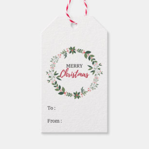 Etiqueta Para Presente Feliz Natal Holly Wreath Dag Party Favor do Partid
