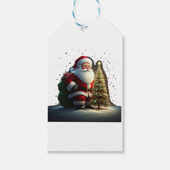 Etiqueta Para Presente "Feliz Natal: Ícones Festivos Design de Moda" (Frente)