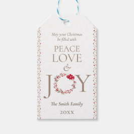 Etiqueta Para Presente Feliz Natal JOY Wreath | Red Beige