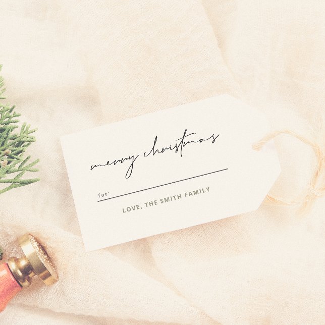 Etiqueta Para Presente Feliz Natal - Letra Chic & Xadrez Verde (Criador carregado)