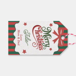 Etiqueta Para Presente Feliz Natal Listrado Verde e Vermelho