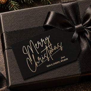 Etiqueta Para Presente Feliz Natal Luxo Preto Dourado