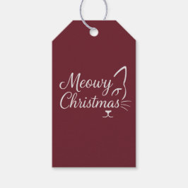 Etiqueta Para Presente "Feliz Natal Meowy" Presente Elegante Cranberry Pr