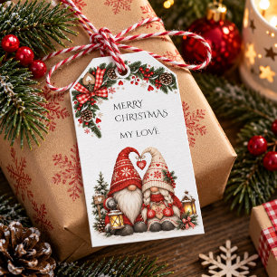 Etiqueta Para Presente Feliz Natal Meu Amor Casal Tomte Escandinavo