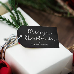 Etiqueta Para Presente Feliz Natal Minimalista Simples Preto Branco Fofo