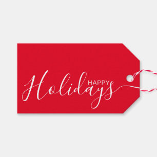 Etiqueta Para Presente Feliz Natal, Mínimo Branco Vermelho
