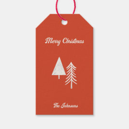 Etiqueta Para Presente Feliz Natal Mínimo Vermelho de Árvore de Natal