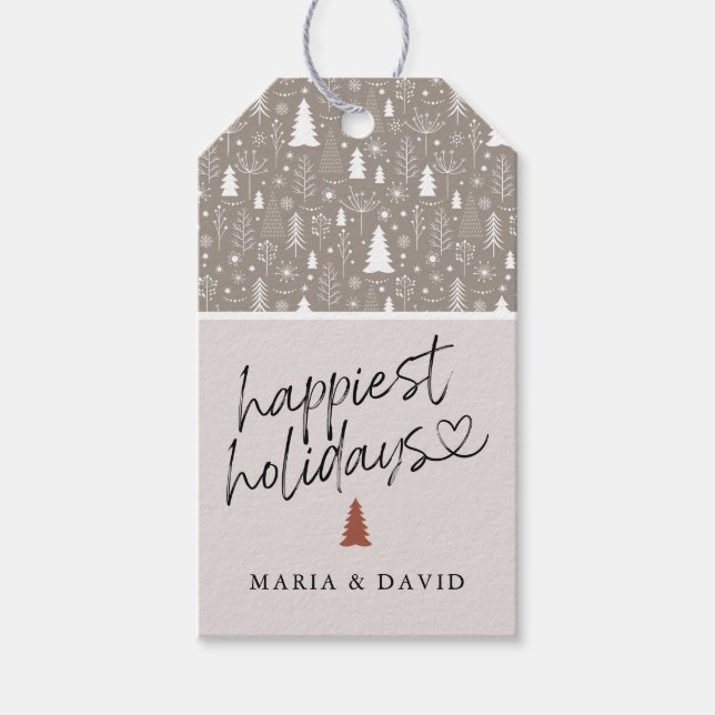 Etiqueta Para Presente Feliz Natal Moderno Caligrafia Personalizada (Frente)