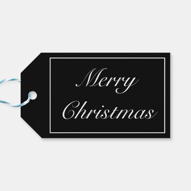 Etiqueta Para Presente Feliz Natal Moderno Mínimo Branco Negro (Verso Horizontal)