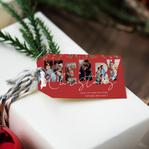 Etiqueta Para Presente Feliz Natal Multi Foto Vermelho Dourado Férias 