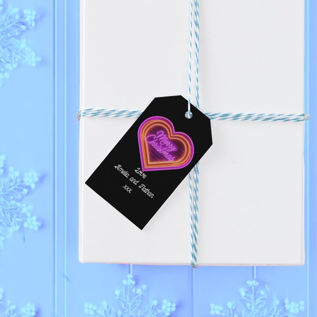 Etiqueta Para Presente Feliz Natal Neon Personalizado (Criador carregado)