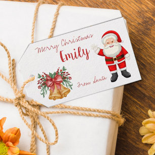 Etiqueta Para Presente Feliz Natal Nome do Papai Noel Bagas Sino Fofo
