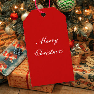 Etiqueta Para Presente Feliz Natal ou Texto Personalizado Vermelho Chic