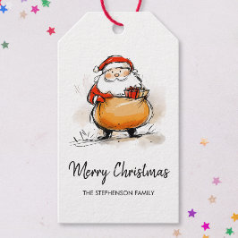 Etiqueta Para Presente Feliz Natal Papai Noel Desenho Ilustração Fofo