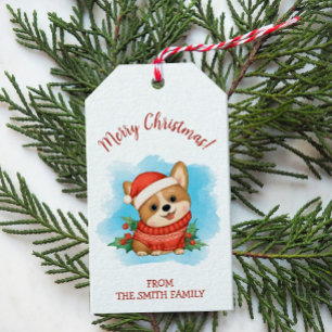Etiqueta Para Presente Feliz Natal para Corgi
