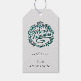 Etiqueta Para Presente Feliz Natal Para Dar Nome A Cinza De Sinos Teais D