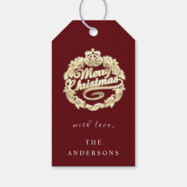 Etiqueta Para Presente Feliz Natal Para Dar Nome A Wreath Royal Burgundy