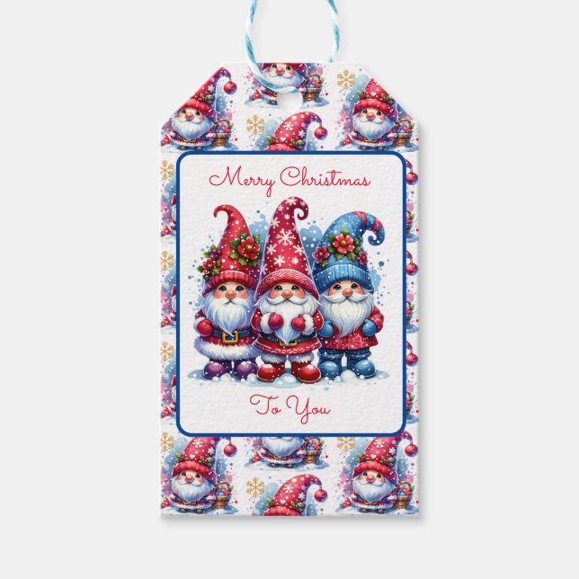 Etiqueta Para Presente Feliz Natal Para Você | Holiday Gnomos (Frente)