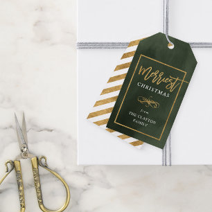 Etiqueta Para Presente Feliz Natal Personalizado da Folha de Ouro do Faux