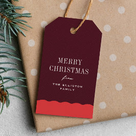 Etiqueta Para Presente Feliz Natal personalizado em vermelho e burgundy