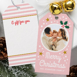 Etiqueta Para Presente Feliz Natal Personalizado Nome Fotográfico Simples